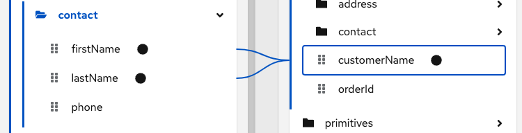 lastName and firstName map to customerName